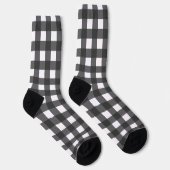 Black and White Buffalo Check Plaid Pattern ソックス (右)