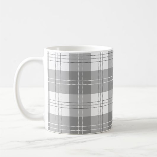 Black and White Buffalo Plaid コーヒーマグカップ (左)