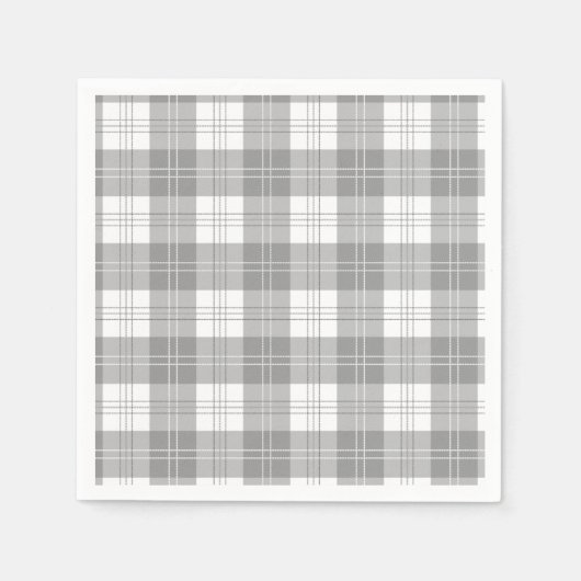 Black and White Buffalo Plaid スタンダードカクテルナプキン (正面)