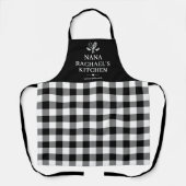 Black and White Buffalo Plaid Farmhouse Custom  エプロン (正面)