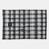 Black and white buffalo plaid monogrammed キッチンタオル (横)