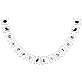 Black And White Bunnies Happy Easter Text バンティングフラッグ (全)