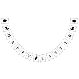 Black And White Bunnies Happy Easter Text バンティングフラッグ