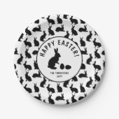 Black And White Bunny Shapes Modern Easter ペーパープレート (正面)