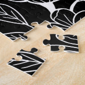 Black and White Butterfly and Flowers at Night Art ジグソーパズル (側面)