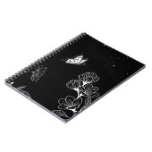Black and White Butterfly and Flowers at Night Art ノートブック (左側)