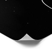 Black and White Butterfly and Flowers at Night Art ポスター (角)