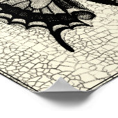 Black and White Butterfly on Cracked Background ポスター (角)