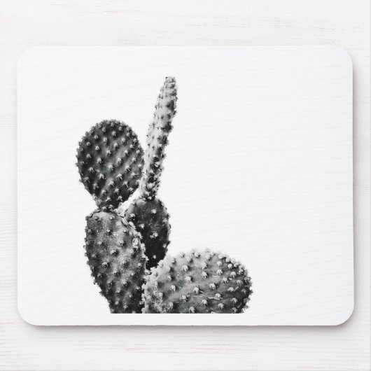 Black and White Cactus Zwart en Wit マウスパッド (正面)