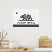 Black and White California Republic (state flag) ポスター (キッチン)
