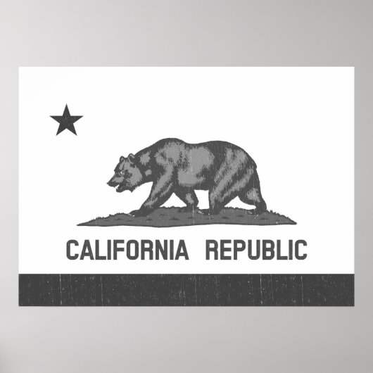 Black and White California Republic (state flag) ポスター (正面)