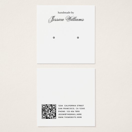  Black and White Calligraphy Earring Display Card (正面&裏面)