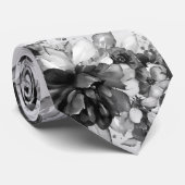 Black And White Cascading Peonies Wedding Neck Tie ネクタイ (ロール)
