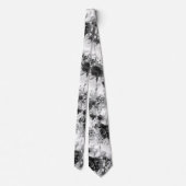 Black And White Cascading Peonies Wedding Neck Tie ネクタイ (裏面)