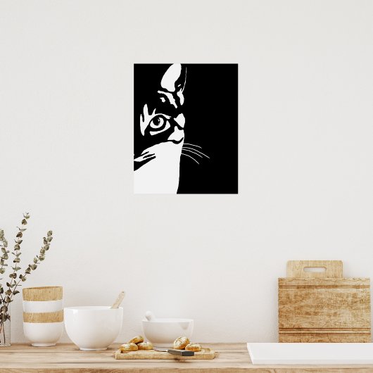 Black and White cat 657 ポスター (キッチン)