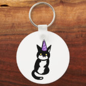 Black and White Cat Celebration Keyring キーホルダー (正面)