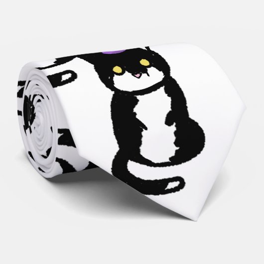 Black and White Cat Celebration Tie ネクタイ (ロール)