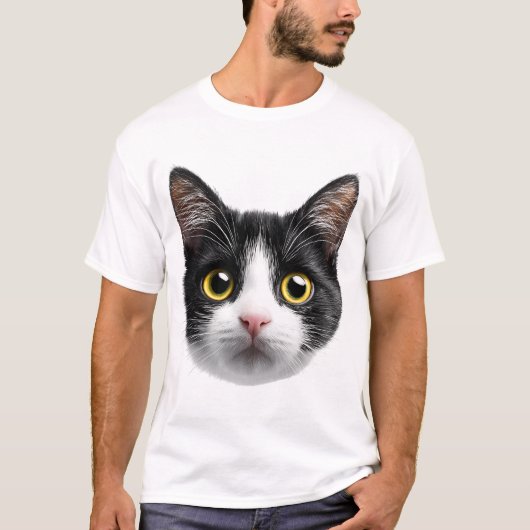 Black and White Cat Face Tシャツ (正面)