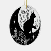 Black and White Cat Moon Window Suncatcher セラミックオーナメント (右)