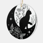 Black and White Cat Moon Window Suncatcher セラミックオーナメント (左)