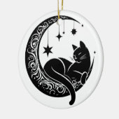Black and White Cat Moon Window Suncatcher セラミックオーナメント (左)