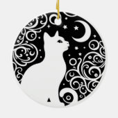 Black and White Cat Moon Window Suncatcher セラミックオーナメント (裏面)