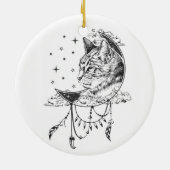 Black and White Cat Moon Window Suncatcher セラミックオーナメント (裏面)