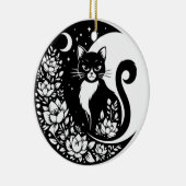 Black and White Cat Moon Window Suncatcher セラミックオーナメント (右)