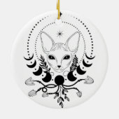 Black and White Cat Moon Window Suncatcher セラミックオーナメント (裏面)