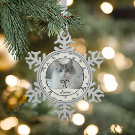 Black and White Cat Photo Snowflake Ornament スノーフレークピューターオーナメント
