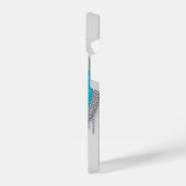 Black and White Cat Split Portrait With Blue Eyes iPhoneケース (左側面)