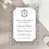 Black and White Catholic Wedding Save the Date アクリル招待状