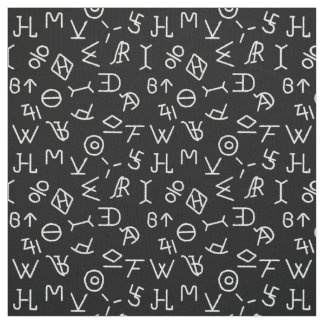 Black and White Cattle Brands Fabric ファブリック