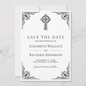 Black and White Celtic Cross Wedding セーブザデート (正面)