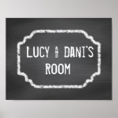 Black and White Chalkboard Roommates Wall Art ポスター (正面)