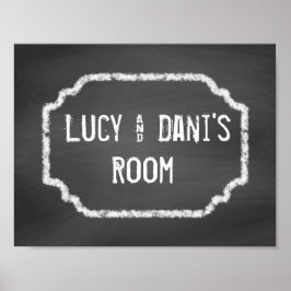 Black and White Chalkboard Roommates Wall Art ポスター