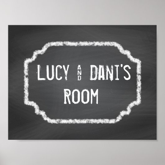 Black and White Chalkboard Roommates Wall Art ポスター (正面)