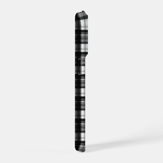 Black And White Checked Tartan,  iPhoneケース (右側面)