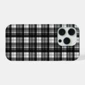 Black And White Checked Tartan,  iPhoneケース (裏面横)