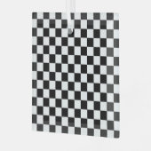 Black and white checkerboard pattern  ガラスオーナメント (正面左)