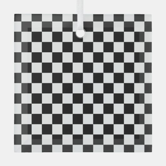 Black and white checkerboard pattern  ガラスオーナメント (正面)