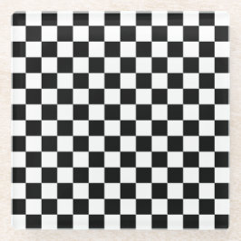 Black and white checkerboard pattern  ガラスコースター