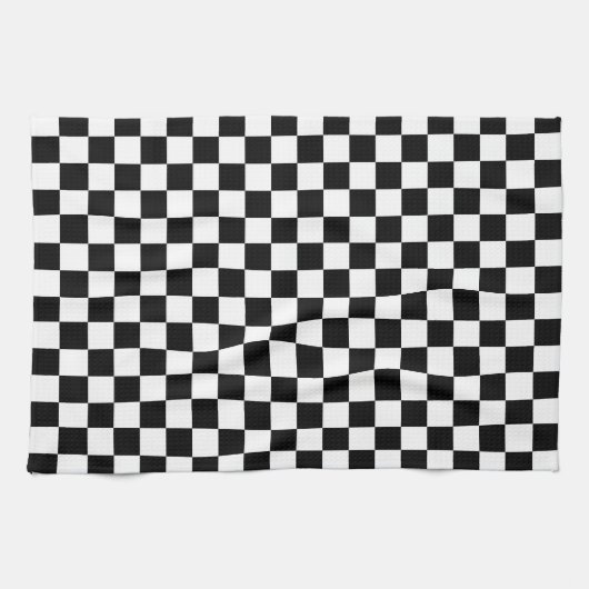 Black and white checkerboard pattern  キッチンタオル (横)