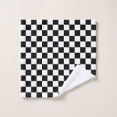 Black and white checkerboard pattern  バスタオルセット (ウォッシュタオル)