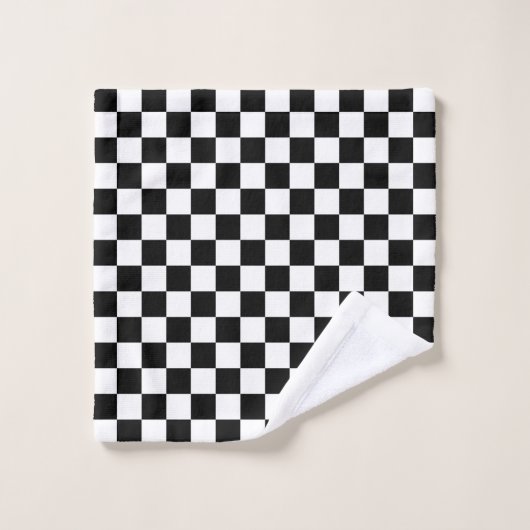 Black and white checkerboard pattern  バスタオルセット (ウォッシュタオル)