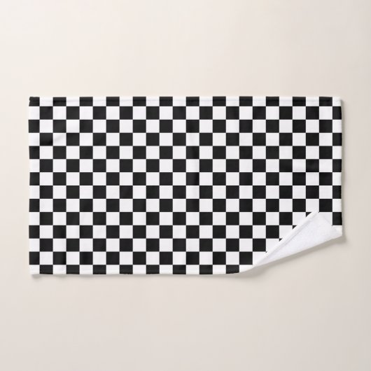 Black and white checkerboard pattern  バスタオルセット (ハンドタオル)