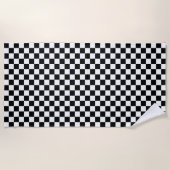 Black and white checkerboard pattern  ビーチタオル (正面)
