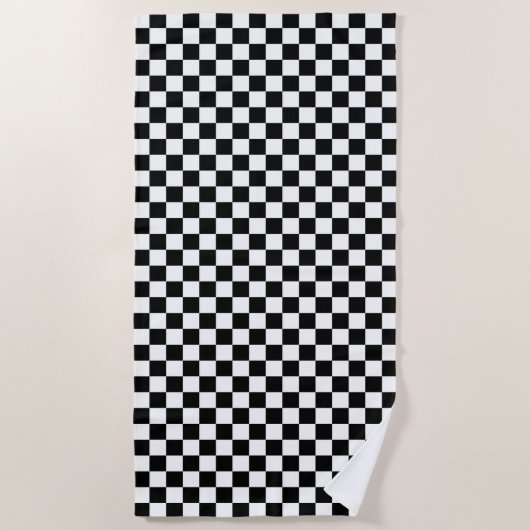 Black and white checkerboard pattern  ビーチタオル (正面)