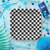 Black and white checkerboard pattern  ペーパープレート (パーティー)