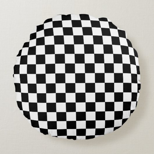Black and white checkerboard pattern  ラウンドクッション (正面)